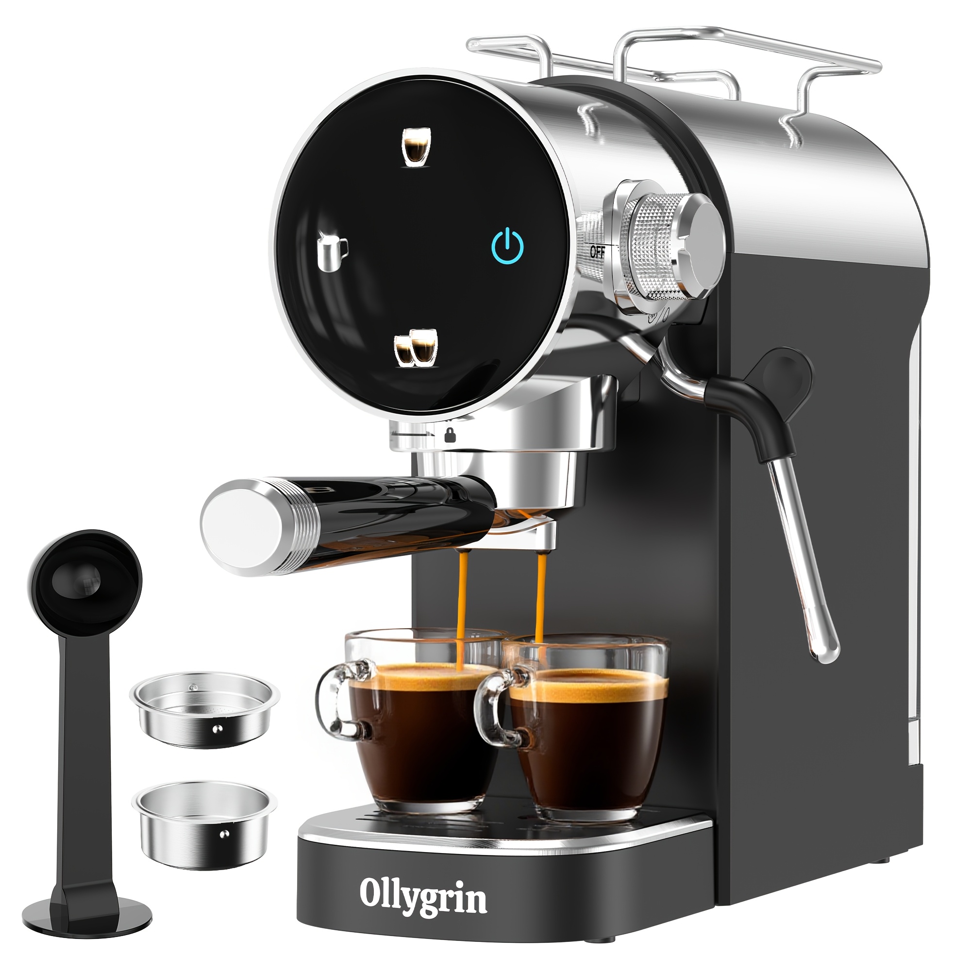 Image of Ollygrin 15- Machine With Touchscreen And Milk Frother, 1.2l Removable Water Tank For Cappuccino And Latte