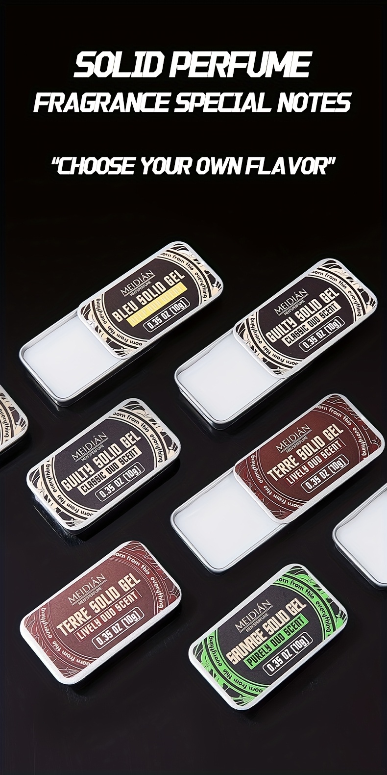 Men's Portable Solid Perfume Case, Refreshing and Long-lasting Solid Balm, 4 Fragrance Types, Suitable for Dating and Daily Use, Ideal Gift 10g*4