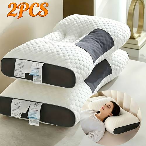 2 pack ultra soft massage pillows bed pillows for deep luxury filling bedroom pillows moisture absorbing and breathable home pillow