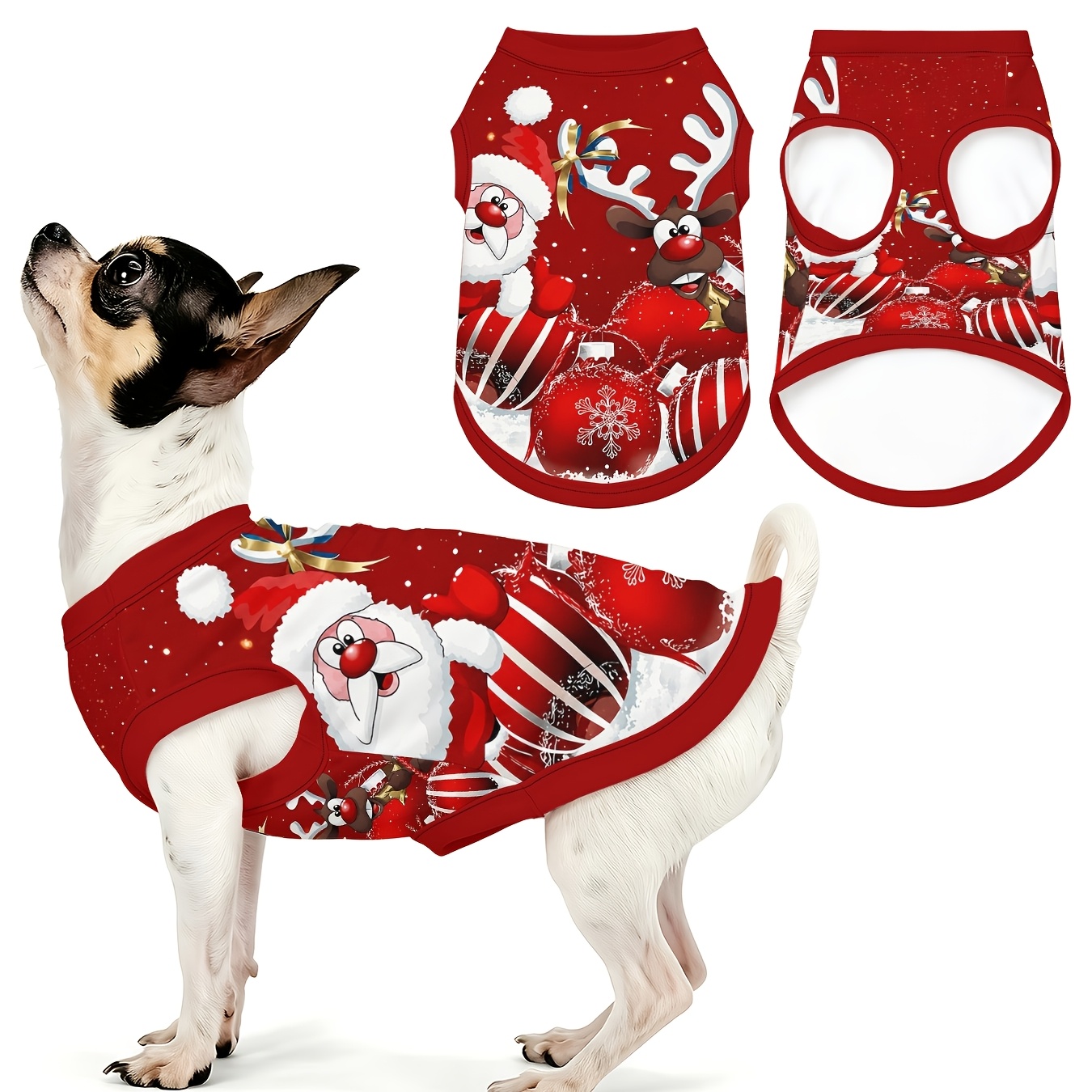 TEMU Gilet per cani con stampa di renna natalizia