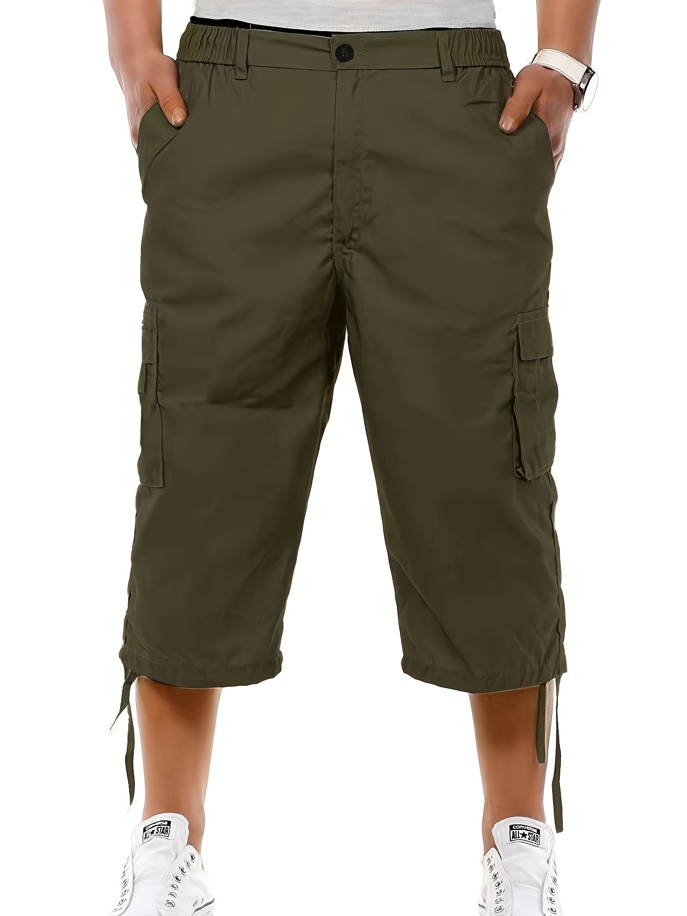 Mens 3/4 Length Capri Shorts Outdoor Hiking Cargo Work Pants Casual Summer  Wear