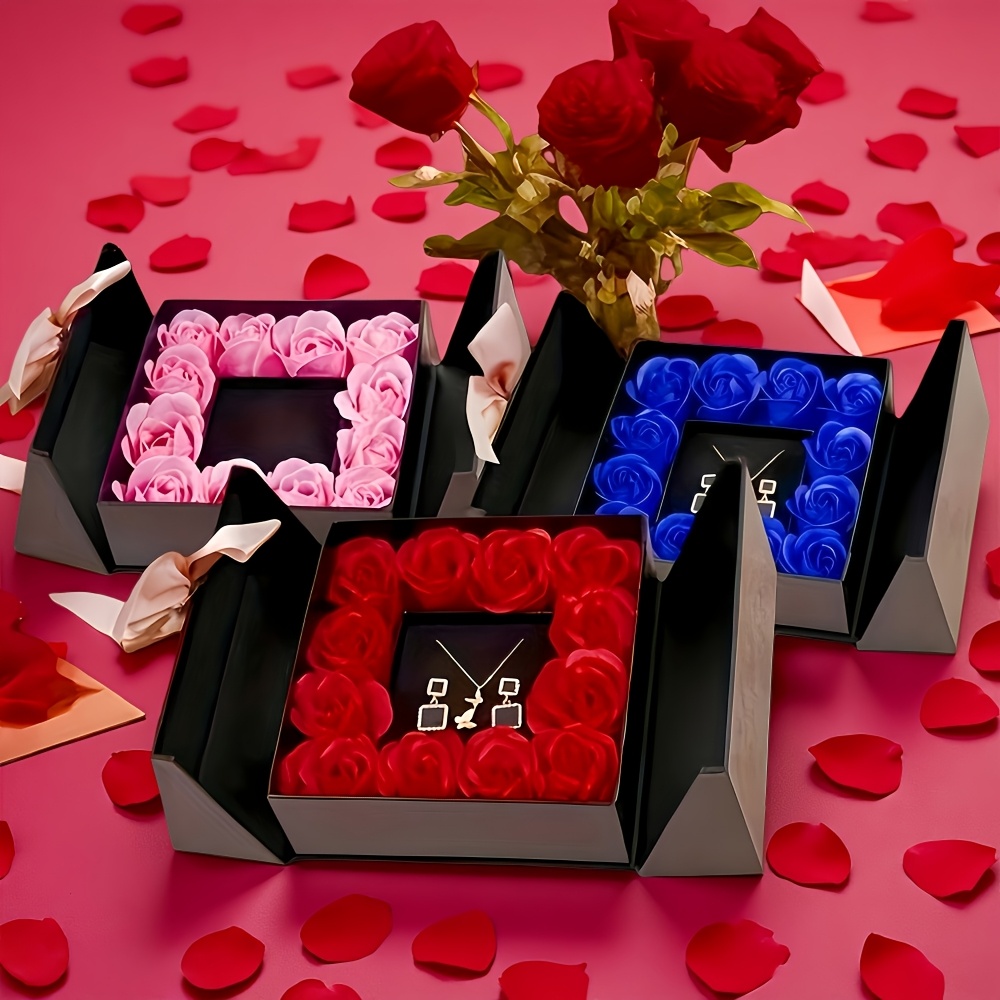 Rose Flower Set with Butterfly Bow, Artificial Eternal Roses