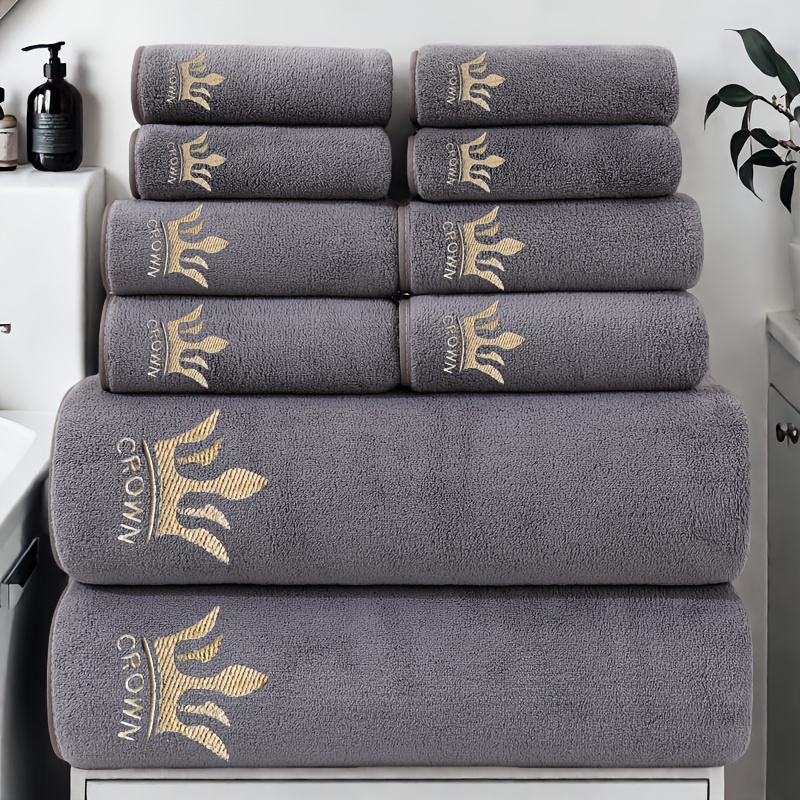 e6d01dc4-5749-4948-879f-145741ccde2f.jpg 10pcs Ultra-Soft Coral Fleece Towel Set, Microfiber Bath Towels – 4pcs 35 x 35cm Wash Cloths, 4pcs 42 x 70cm Hand Towels