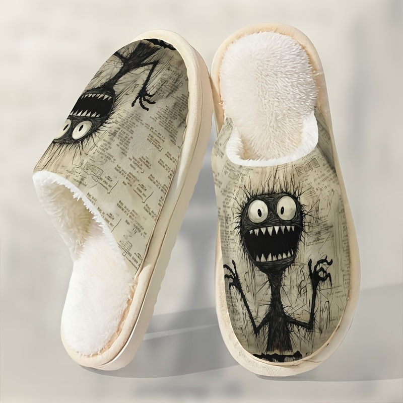 TEMU New Winter Slippers For Men, Cozy And Warm, Featuring Cute Cartoon Plush For Wear In 2025