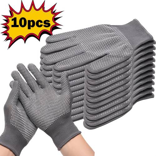 10pcs 5 pairs full finger dotted nylon gloves suitable for outdoor leisure gloves fishing gloves lightweight and breathable lightweight black and gray colors without battery