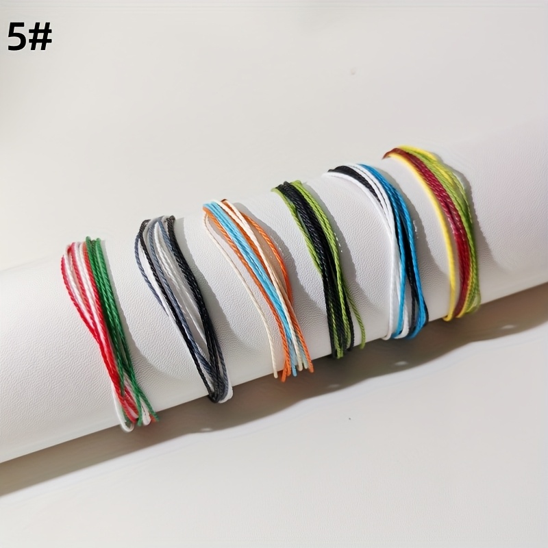 6pcs Colorful Waterproof Wax Cord Braided Bracelets-Adjustable Lightweight