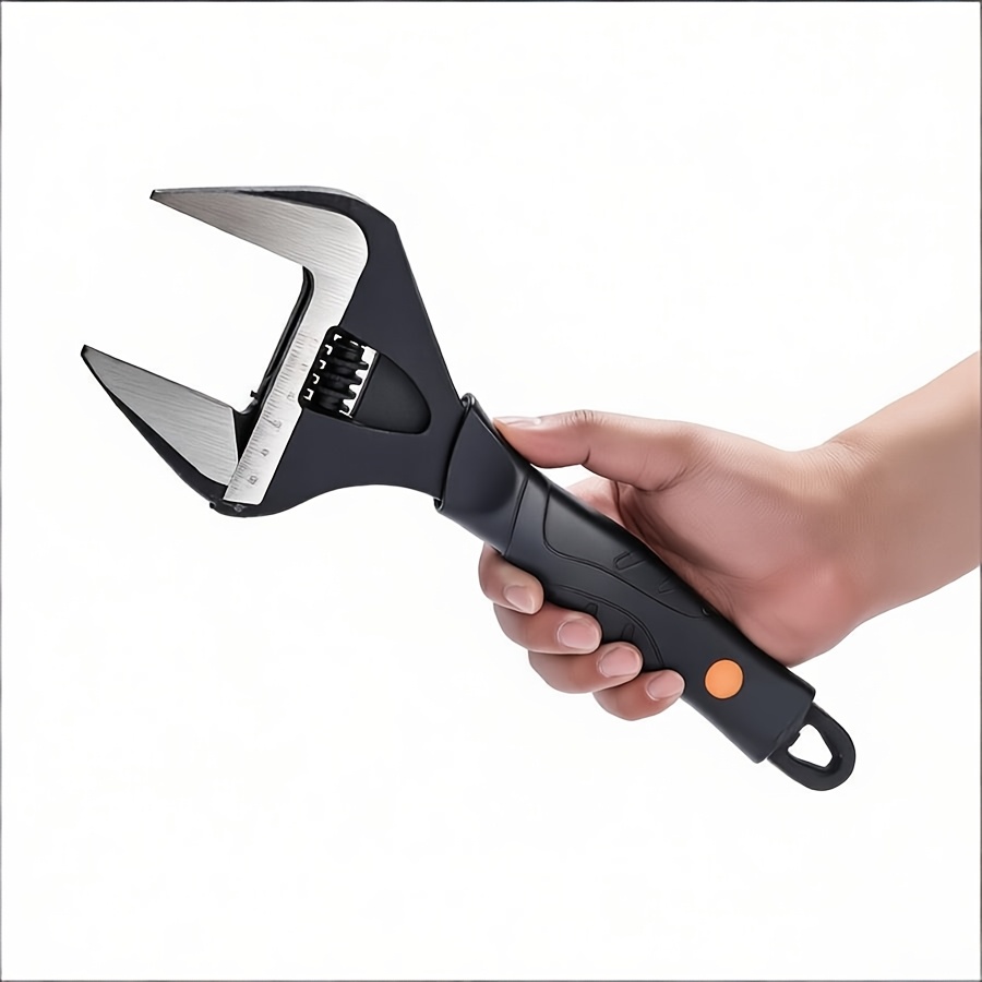 TEMU Wide Mouth Adjustable Wrench Set, 6-inch & 10-inch Wrenches, Plumbing Adjustable Wrench With , Wide Jaw Black Oxide Wrench With Cushion Grip,
