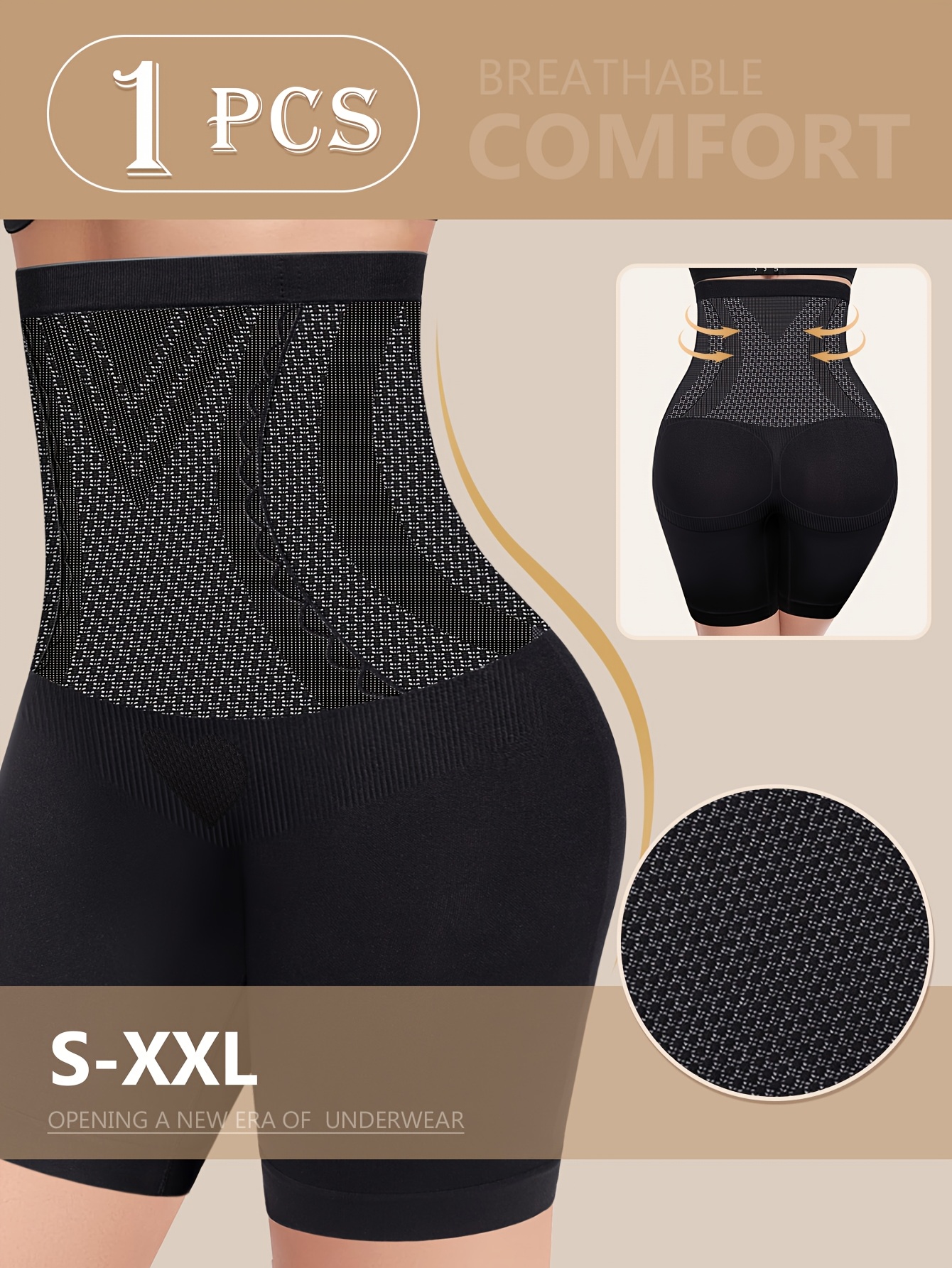 1pc Women'S High-Waist Breathable Comfort Shapewear Boxer Briefs - Seamless, Butt-Lifting, S-XXL Size, Elegant Solid Color Underwear for Everyday & Special Occasions, High Waisted Boxer Shorts, Butt Lifting Underwear, Minimalist Underwear, Comfortable Fit