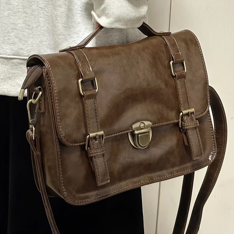 

Retro Buckle Bag, Fashionable Commuting Briefcase, Crossbody Bag