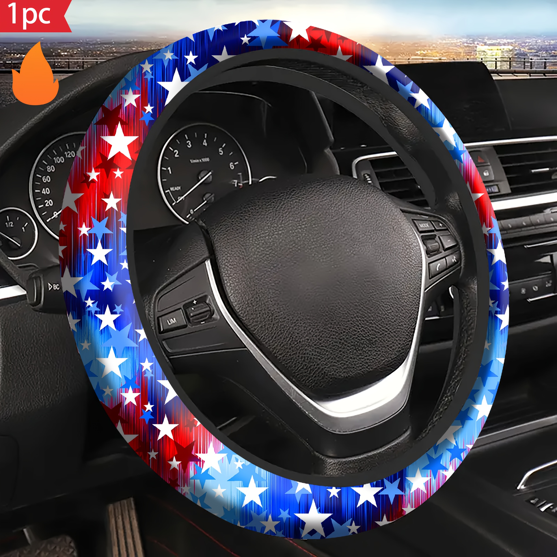 

1pc Patriotic And Stripes Steering , Neoprene , , Suitable For Models