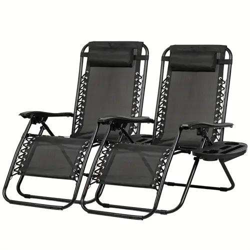 set of 2 zero gravity relaxing lounge chair foldable patio chair office stackable chair