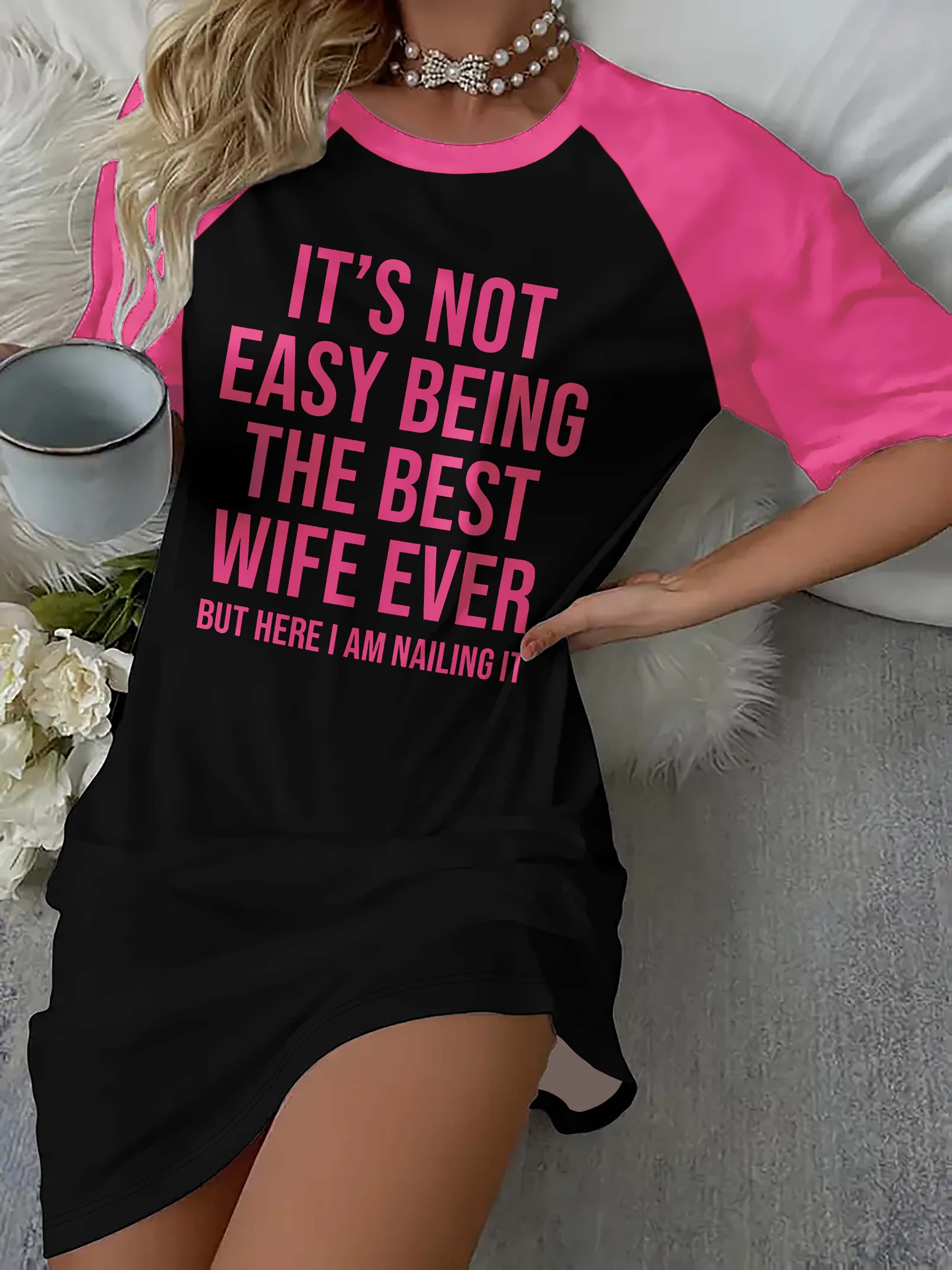 Hot Letter Printing Long Edition T-Shirt Sleeve Color Contrast Design Dress Black And White Color Printing