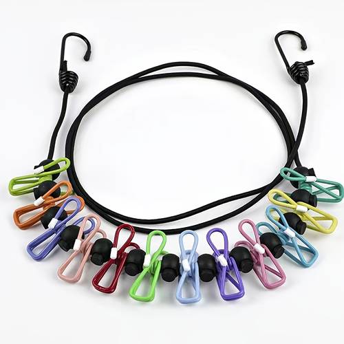 12pcs Clothespins, Travel Retractable Portable Clothesline, Retractable Clothesline Camping Clothesline with Indoor Laundry Line, Outdoor Camping Accessories, Travel Clothes Drying, Spacesaving Laundry Line, Lightweight Clothesline, Sturdy Construction, Clips, Clothespins Set, Retractable Drying Line, Home Laundry , Campers And , Clothes Pins