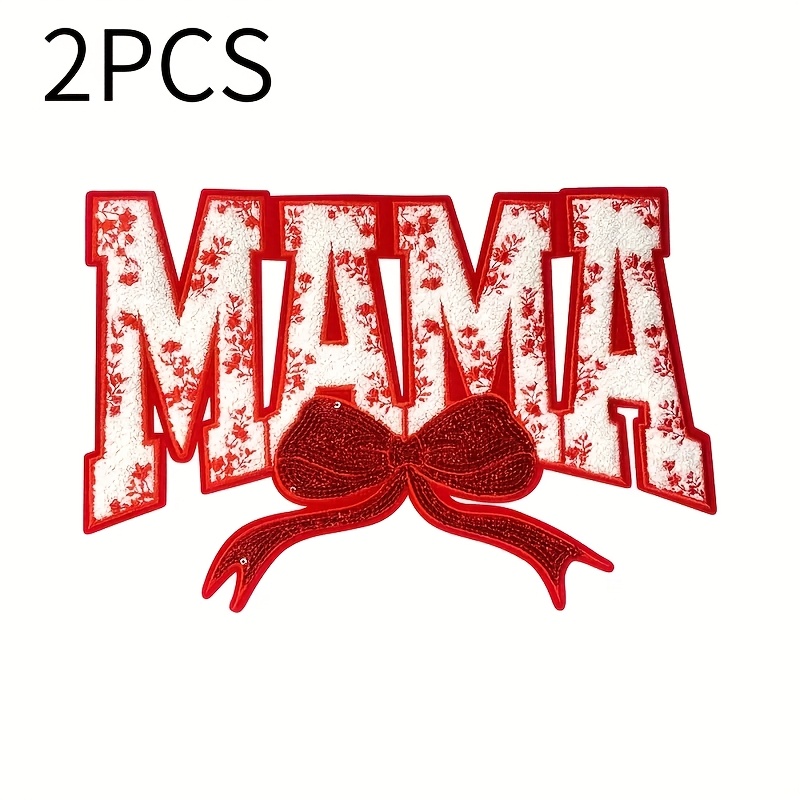 

2pcs-mama Pattern Heat Transfer Stickers, And Long Iron-on Patches Heat Transfer Stickers For Diy T-shirts, Sweatshirts, Jeans, Sweatshirts, Backpacks, Jackets, Handbags, Pillows -make Your Apparel !