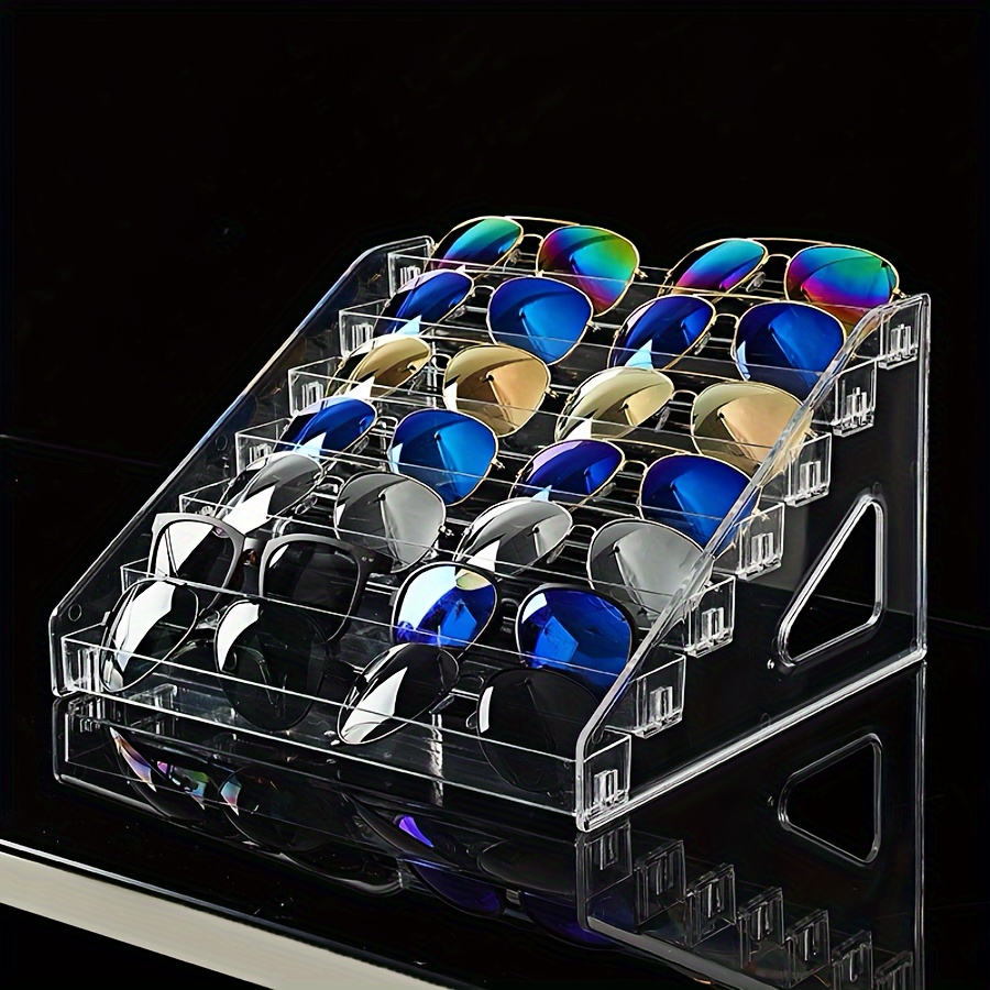 

1pc Acrylic Sunglasses Display Stand, Clear Multi-layer Staircase Style Eyewear Organizer, Plastic Storage Case For Glasses And Sunglasses