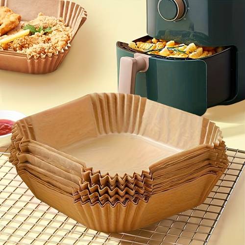 item picture 50pcs non stick air fryer liners square paper liners for baking roasting and microwave cooking easy and cooking for hotel commercial