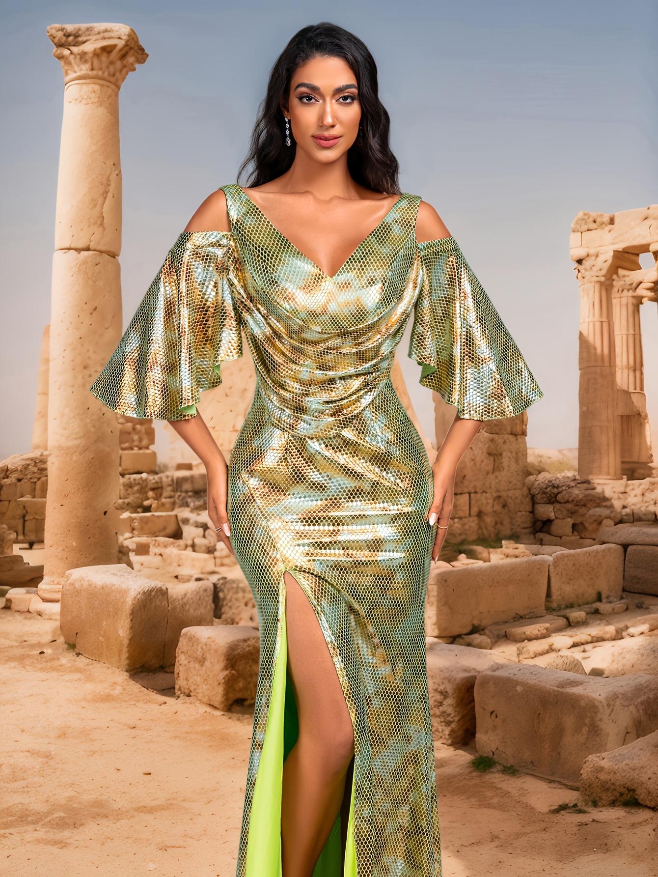 snakeskin patterned womens evening gown elegant - Temu