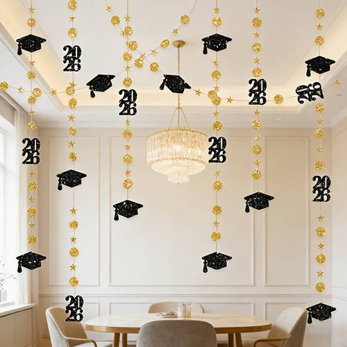 4m graduation garland 2026 and mortarboard hanging decor for party backdrop and wall decoration