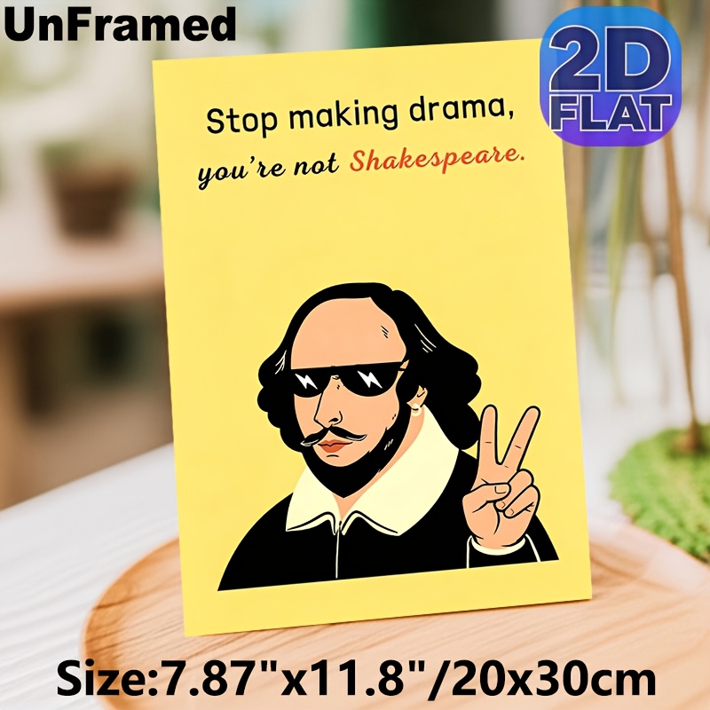 TEMU 2d Flat, 1pc -themed Funny Quote Poster - Modern Wall Art Suitable For, / Suitable For Bedroom,, Office - Unframed Canvas With Shakespearean