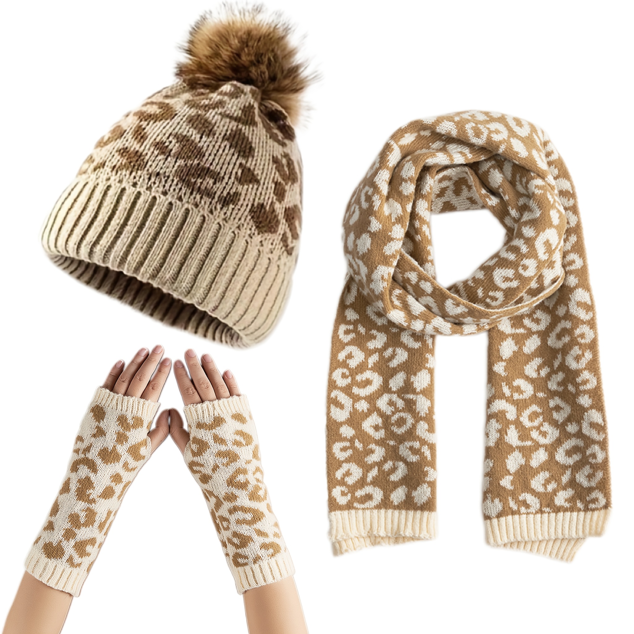 Yutdeng Winter Set Damen - Mütze, Schal & Handschuhe Touchscreen, Strick Set