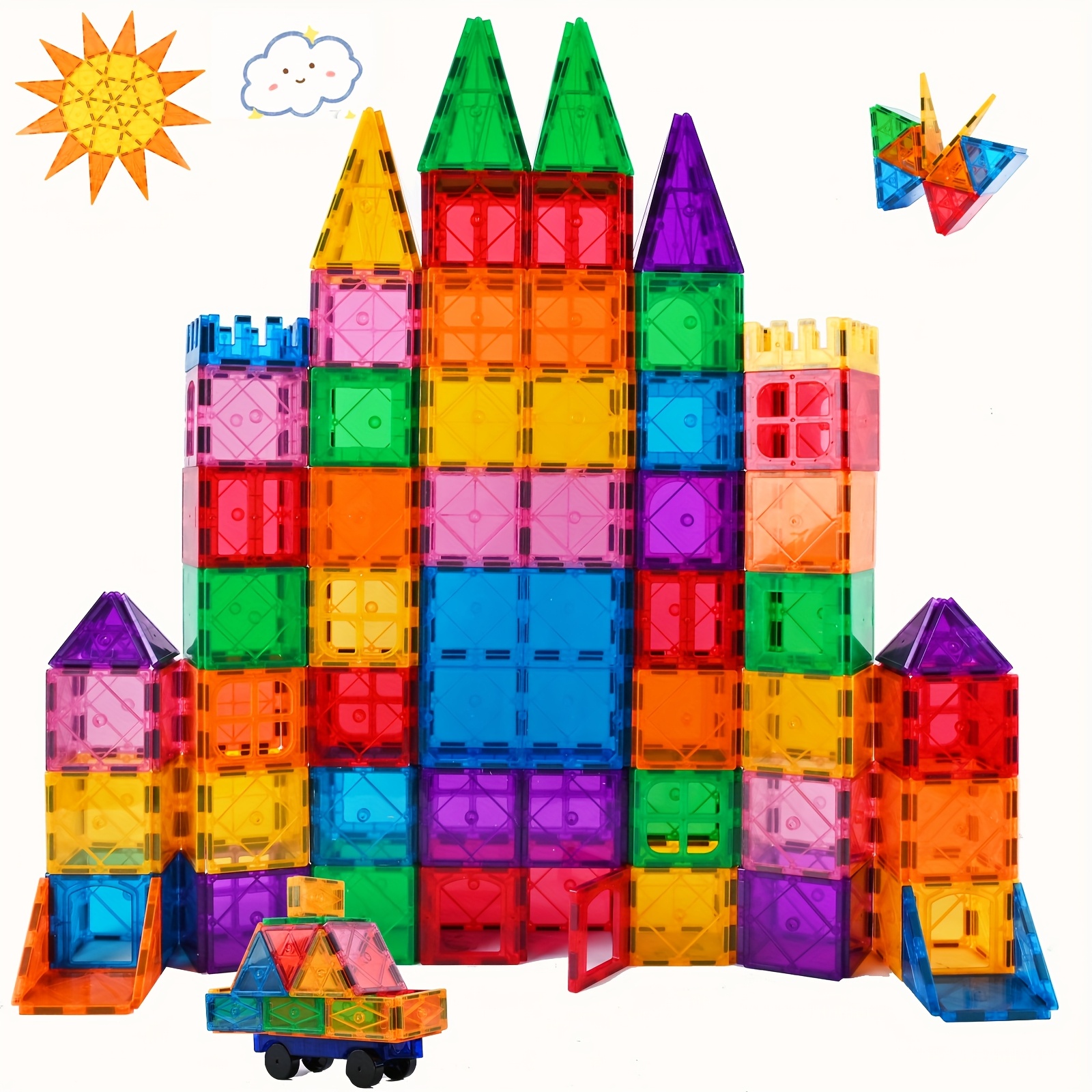 TEMU 95pcs 3d Magnetic Building Blocks Tiles Set, Kids Magnetic Tiles Toys, Building Construction Educational Toys For 3+ Year Old Boys And Girls
