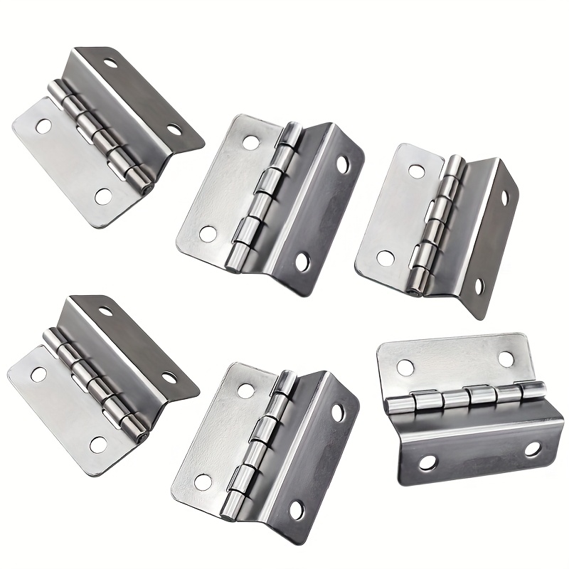 TEMU 6pcs Modern Metal Door Hinges, Brushed Finish - 41mm 3-way 4-hole Furniture Cabinet Hinges, Suitable For Doors, Windows, And Cabinets