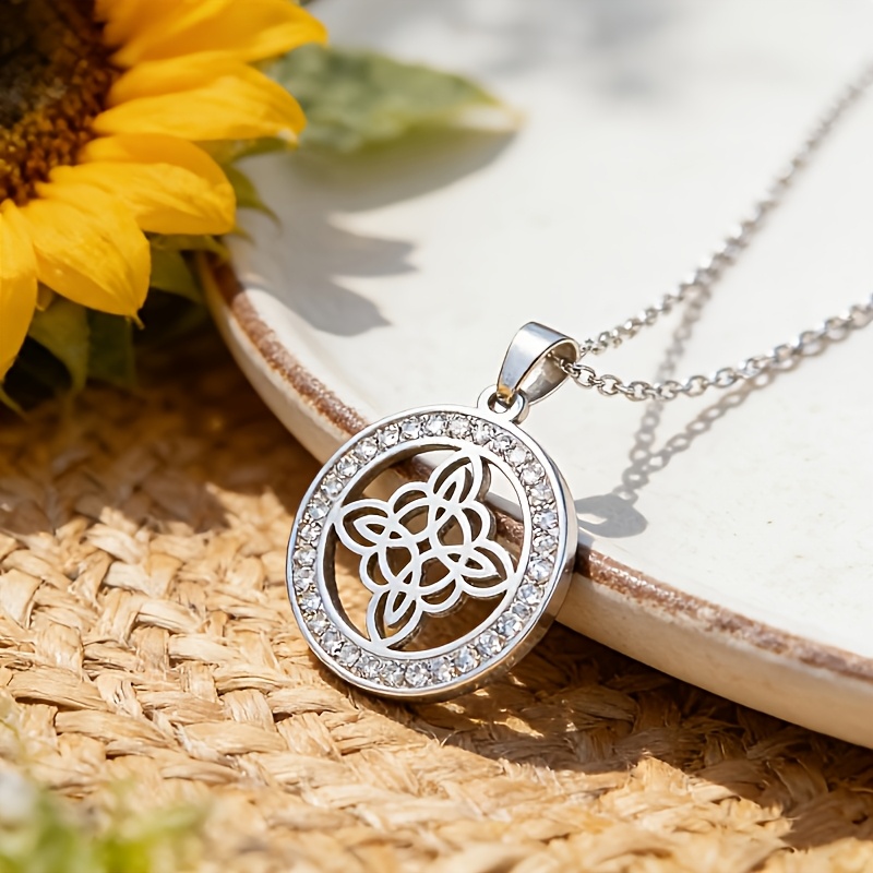 Celtic Knot Pendant Necklace with Synthetic Zircon