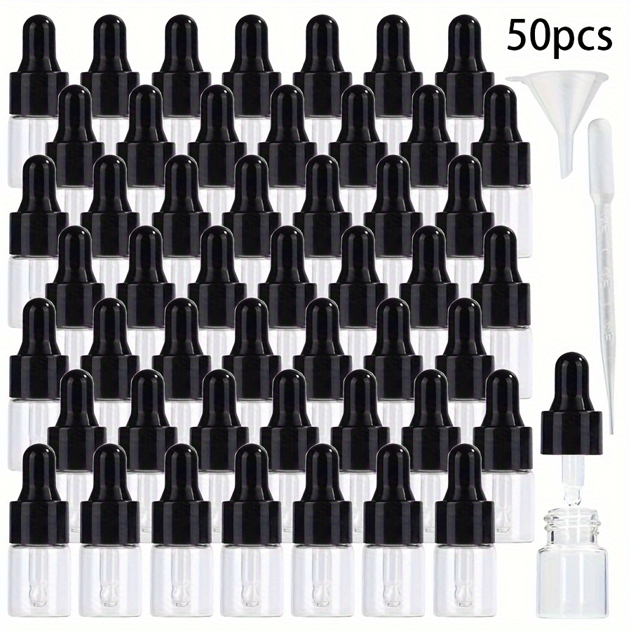 TEMU 1ml et 2ml (50 pièces) Flacon Compte- en Verre Transparent, Flacons Cosmétiques en Verre Rechargeables, Flacons Vides Portables, Flacon