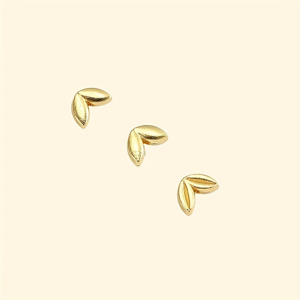 E-shop 50 Stück 5x7mm Zarte Gold-Silberne Weizenähren-förmige Anhänger-Perlen mit geradem Loch Abstand für Schmuckherstellung, Armbänder, Halsketten,