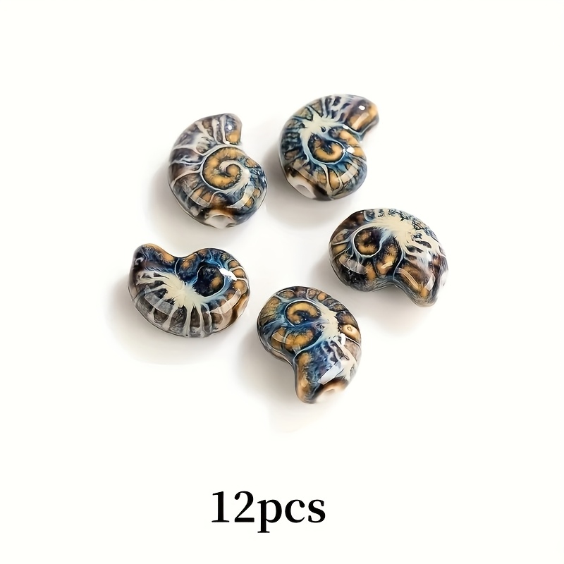E-shop 12 Exquisite Keramik Conch Perlen, großes Loch, Seelilie und Spiralschalen Design - für Schmuck und Handwerk, mit einem Hauch von Eleganz,