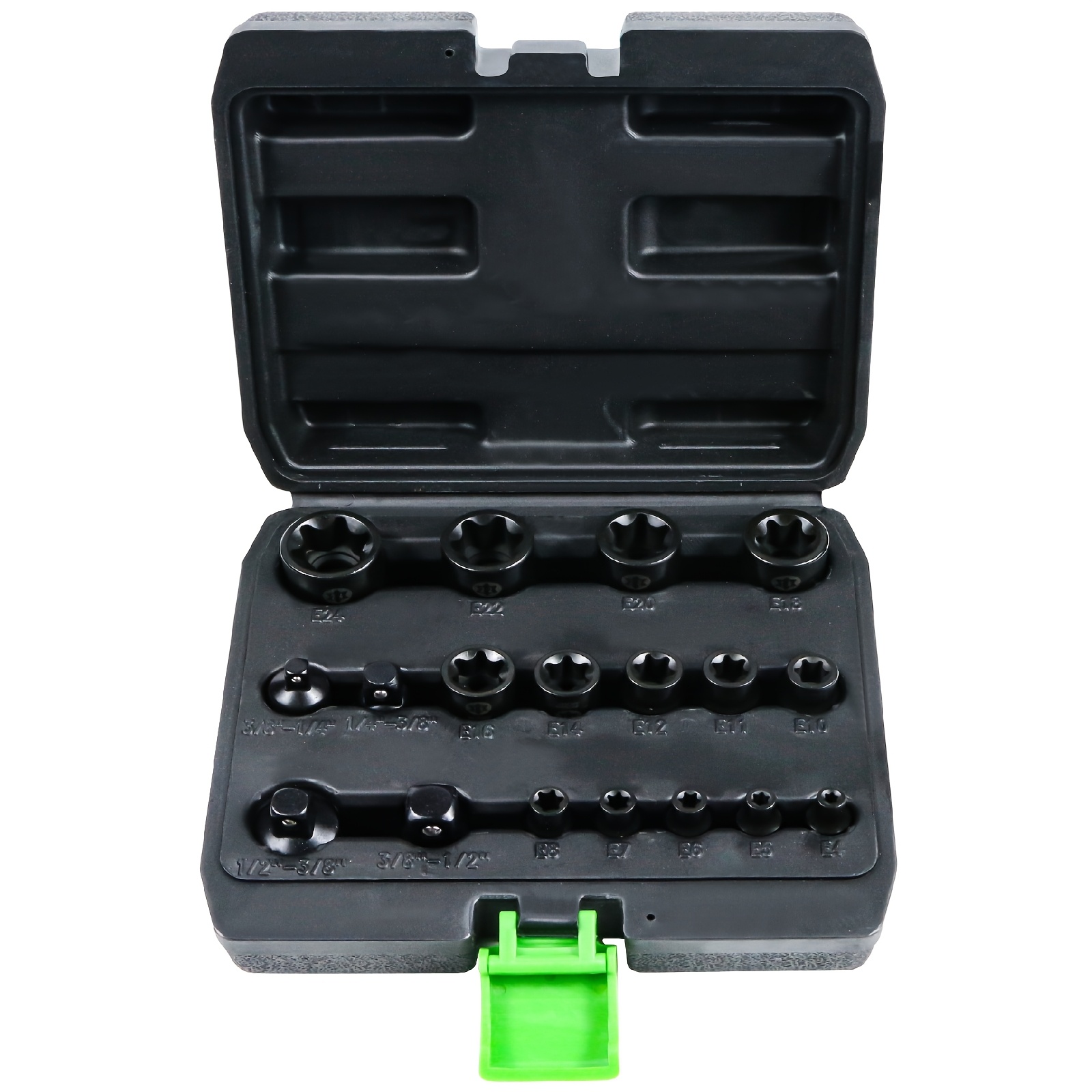 TEMU 14 Female E-torx Sockets (e4-e24) | 4 Impact Socket Adapter Set, Without Battery, 1/4", 3/8", 1/2" Drive, Sockets, High Torque Laser Marked For