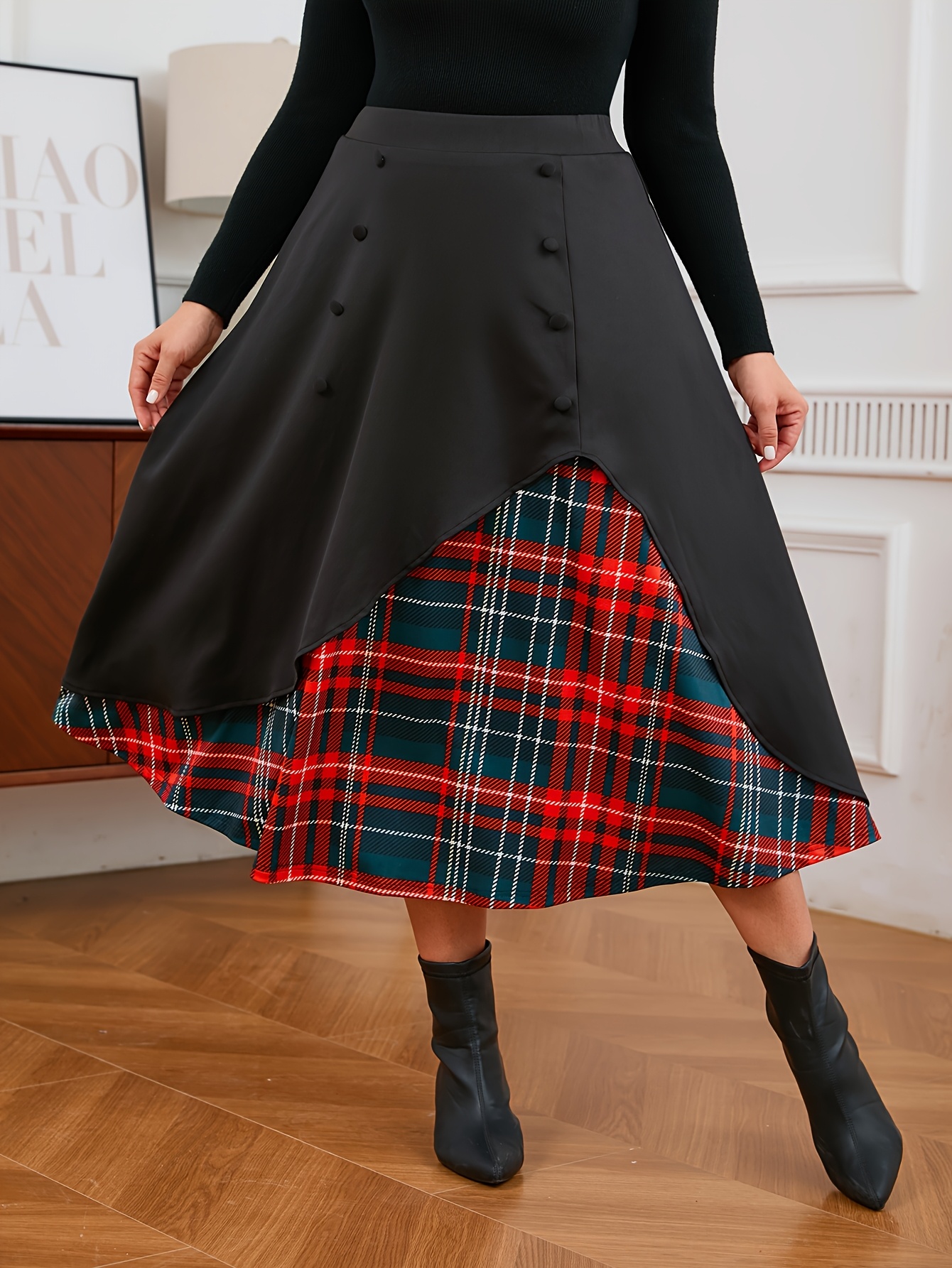 plus size christmas skirt vintage elegant length a Temu United