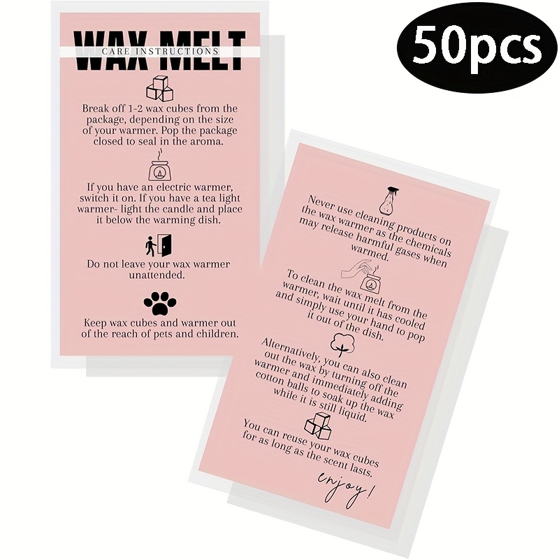 

50pcs Wax Melting Care Cards, Pink And , Suitable For Wax And Heaters