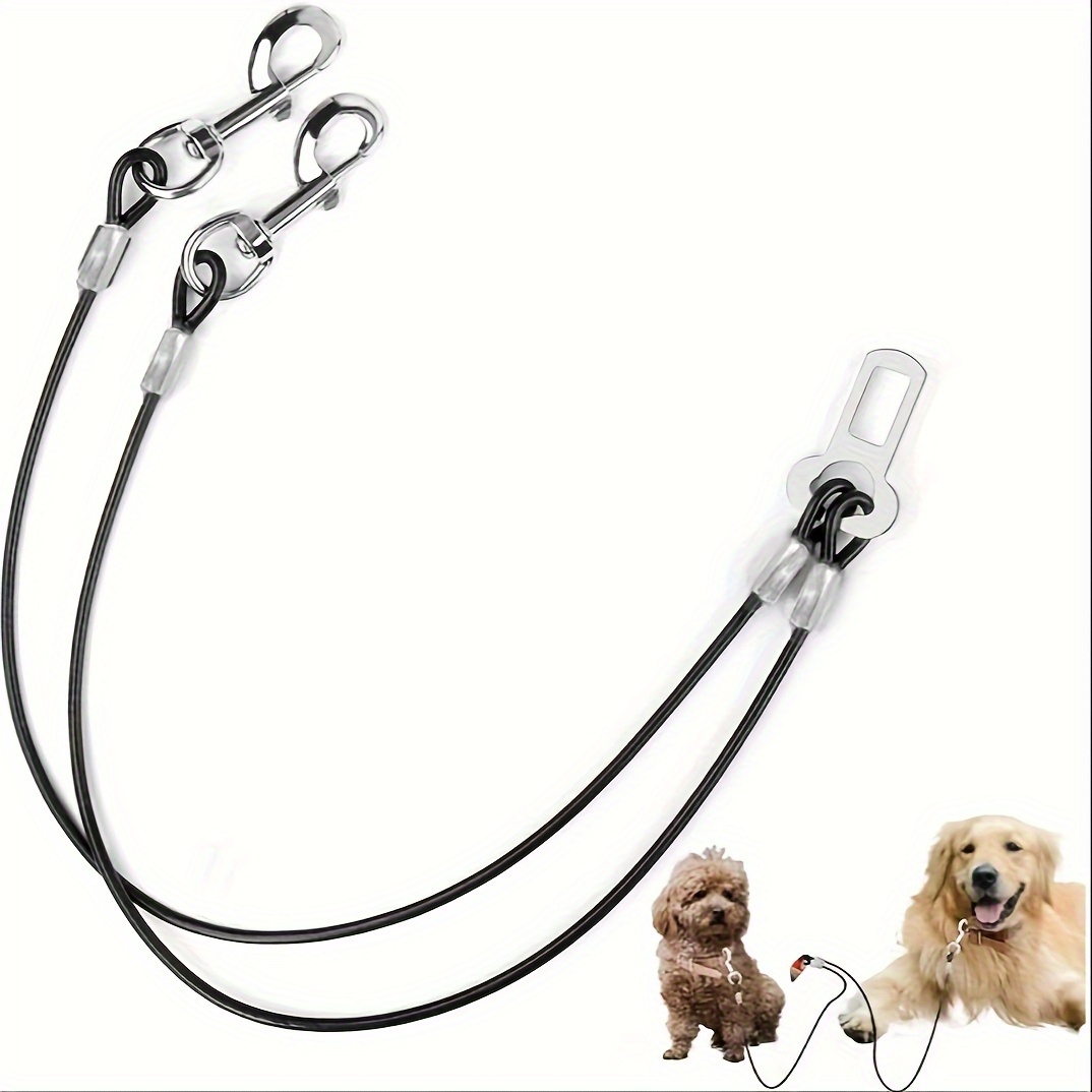 

Dog Safety Belt, Safety Belt Stainless Steel, No Chew Heavy Duty Dog Car Safety Belt Separator 2 Dog Safety Belts Vehicle Travel