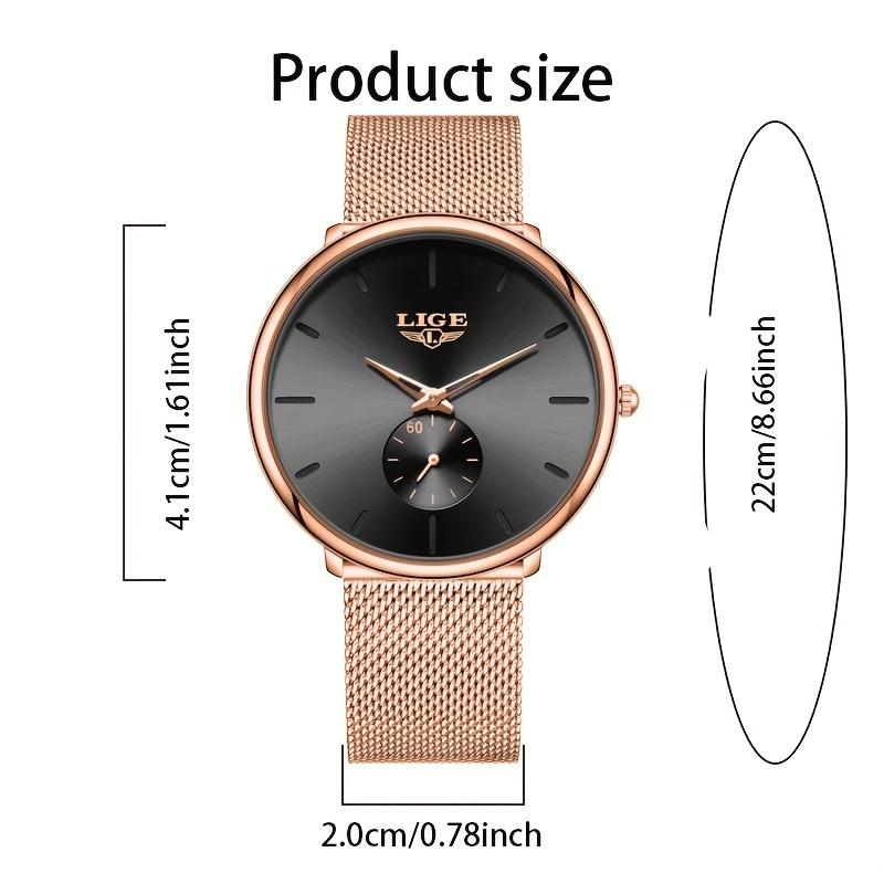 LIGE Timepieces Feature a Stylish Round Quartz Design, Embodying a Easy Yet Classic Three-Hand Style. This Watch Is Perfect for Women, Available in White, Blue, And Black. It Seamlessly Blends Business Casual with Sporty Elegance