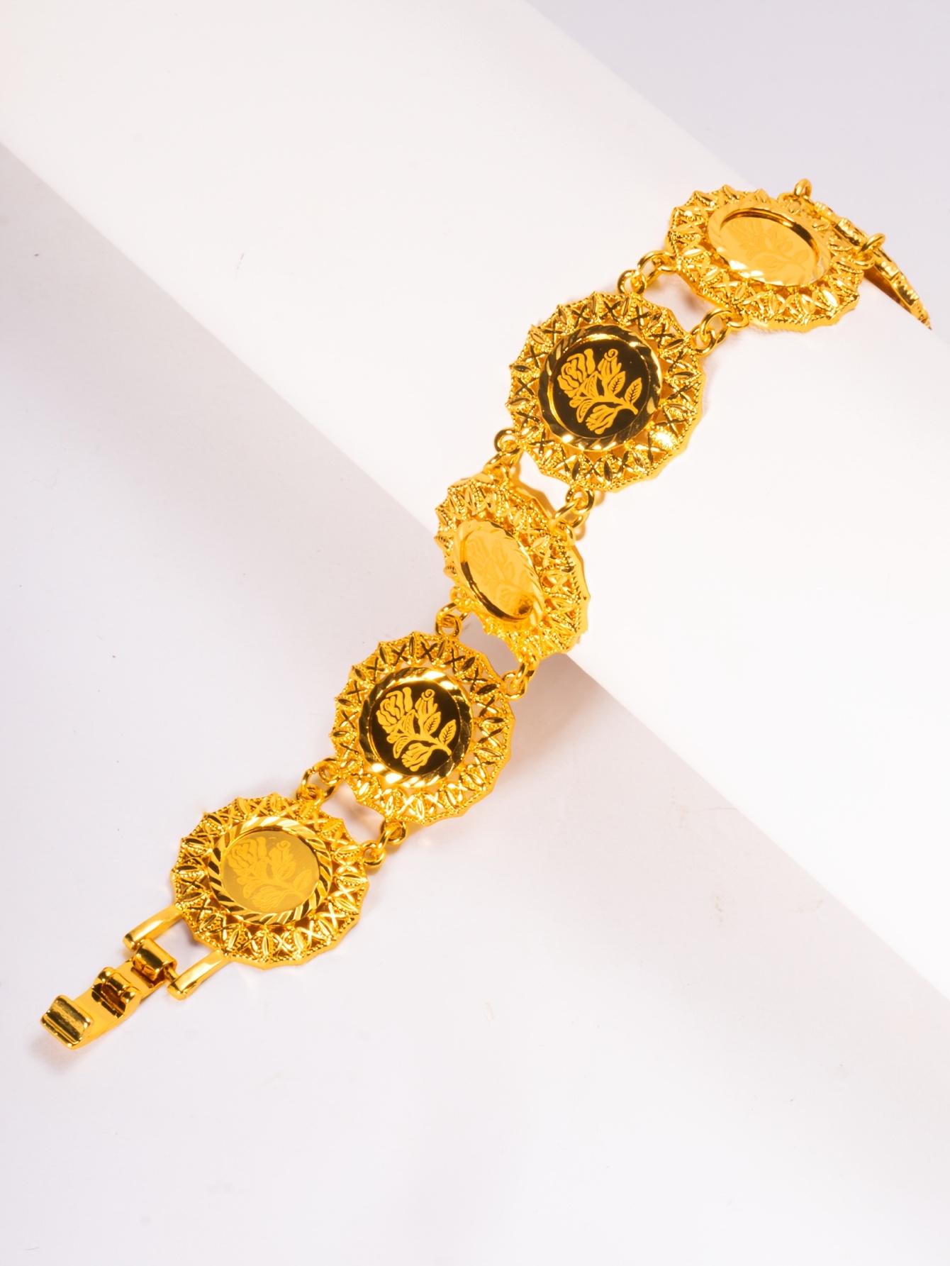 1pc arabian style 24k golden plated copper ladies fashion bracelet for   gift   ramadan special   suitable details 5