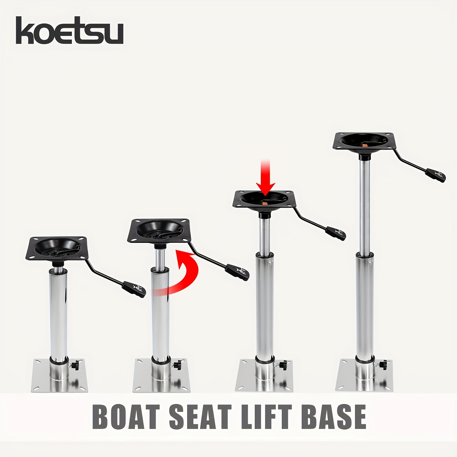 KOETSU Boat Seat RV Seat Base Set, Pneumatic Adjustable Lifting Base