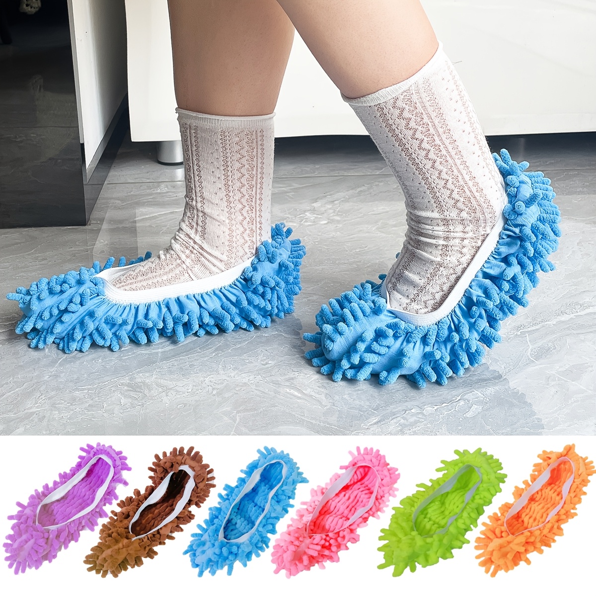 

10pcs Microfiber Mop Slippers - Washable & Reusable Shoe Covers For Cleaning, Socks For Dust Removal In Bedroom, Kitchen, Bathroom