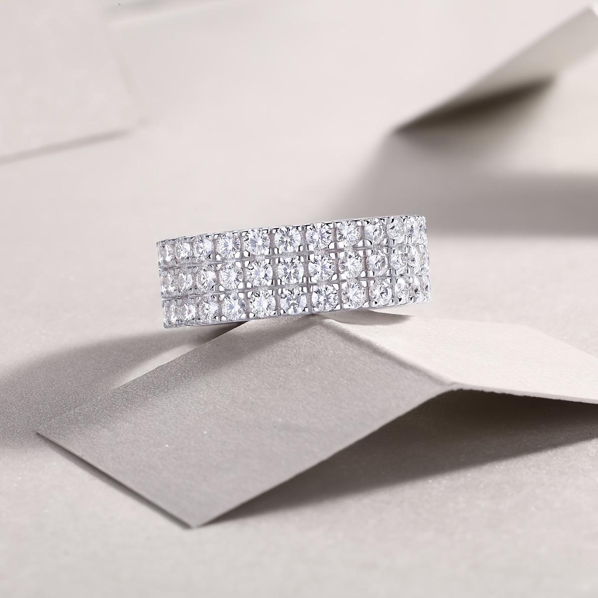 Women's 925 Silver Moissanite Eternity Ring