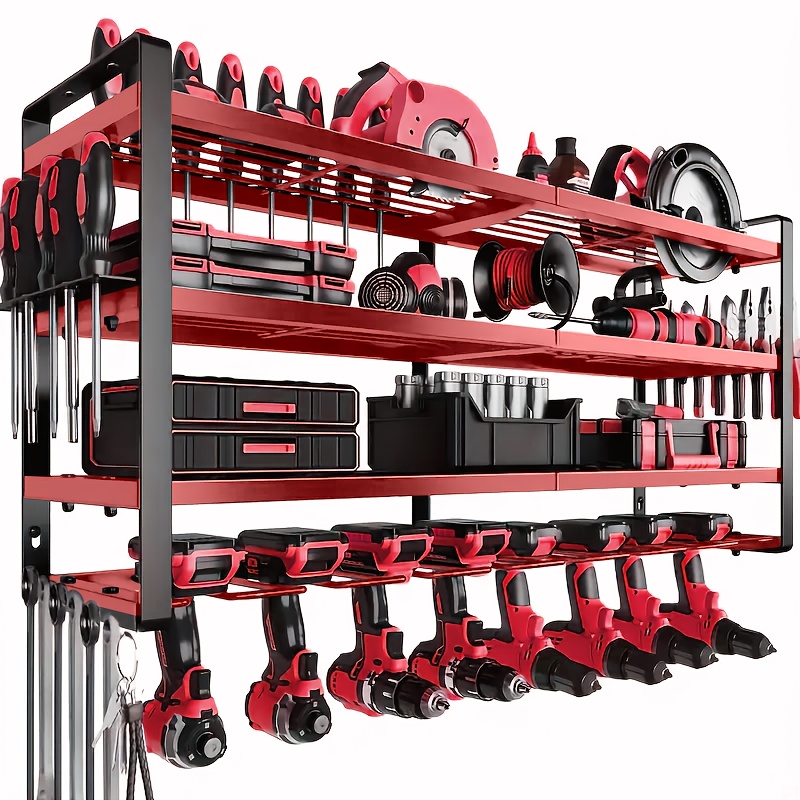 Wall-Mounted Electric Tool Organizer, 4-Tier Wireless Tool Storage with 8 Drill Bit Holders, Practical Garage Rack, Gift for Men, Boyfriends, Husbands, and Partners - Valentine's Day Gifts, Storage Racks 7 Wall-Mounted Electric Tool Organizer, 4-Tier Wireless Tool Storage with 8 Drill Bit Holders, Practical Garage Rack, Gift for Men, Boyfriends, Husbands, and Partners - Valentine's Day Gifts, Storage Racks - Image 7