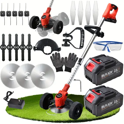 cordless electric lawn mower portable wireless killer with 2 large capacity batteries and 4 different blades suitable for lawns multi functional cleaner suitable for courtyard gardens for fathers and husbands