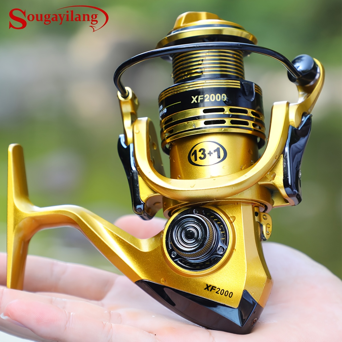 * 1pc * Spinning Fishing Reel - 13+1BB High-Performance Drag System,  Lightweight Aluminum Spool & Foldable Handle for Freshwater Fishing  (Yellow), Durable Fishing Equipment