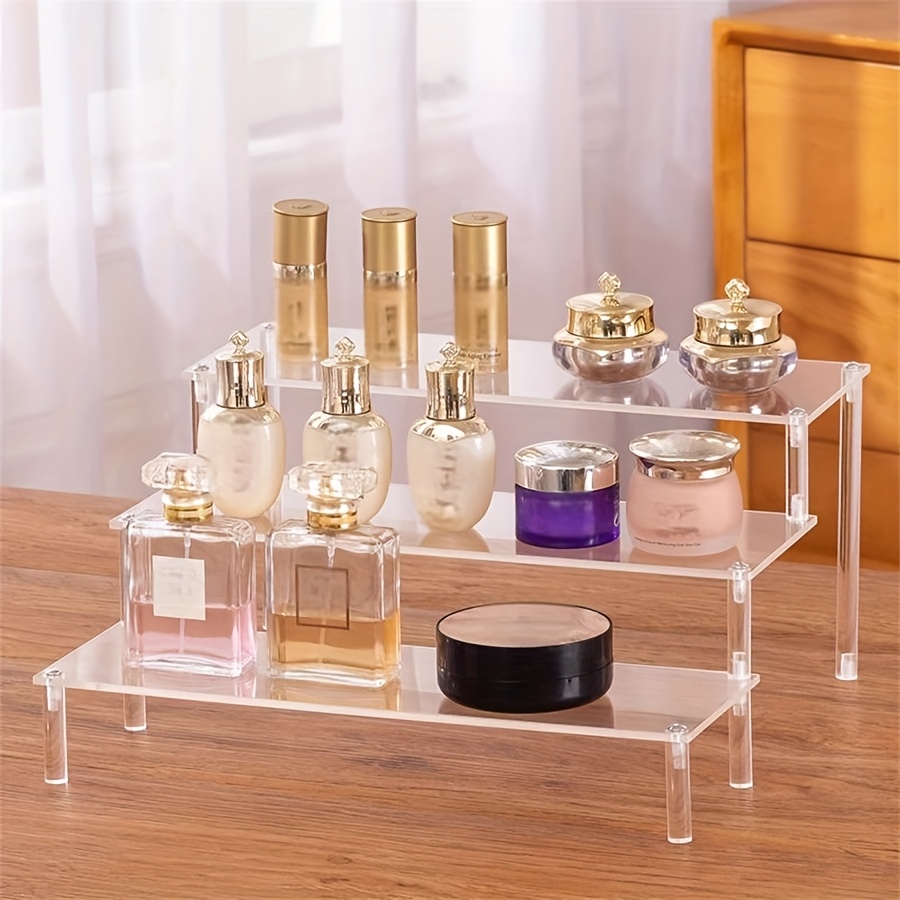 Presentoir Parfum Acrylique 3 Niveaux 20x8cm - Support Transparent Avec Vis Pour Parfums Et Objets De Collection