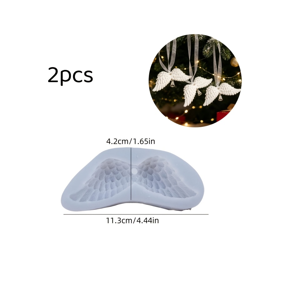 TEMU Molde de silicona de arcilla 2 piezas Molde para colgante estilo ala navideña Adecuado para hacer velas de yeso con gotero, productos de