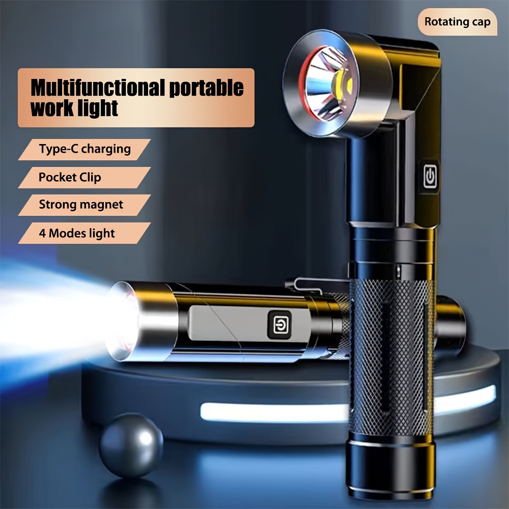 

Ultra-bright Rechargeable L-shaped Flashlight - Magnetic, Usb/battery Powered For Auto Repair & Maintenance