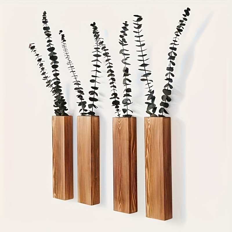 

1pc Classic Wooden Wall Planter - Indoor & Outdoor Wall Decor Pocket Vase For Bedroom, Living Room - Wall Vases For Dried & Plants With Multiple Components