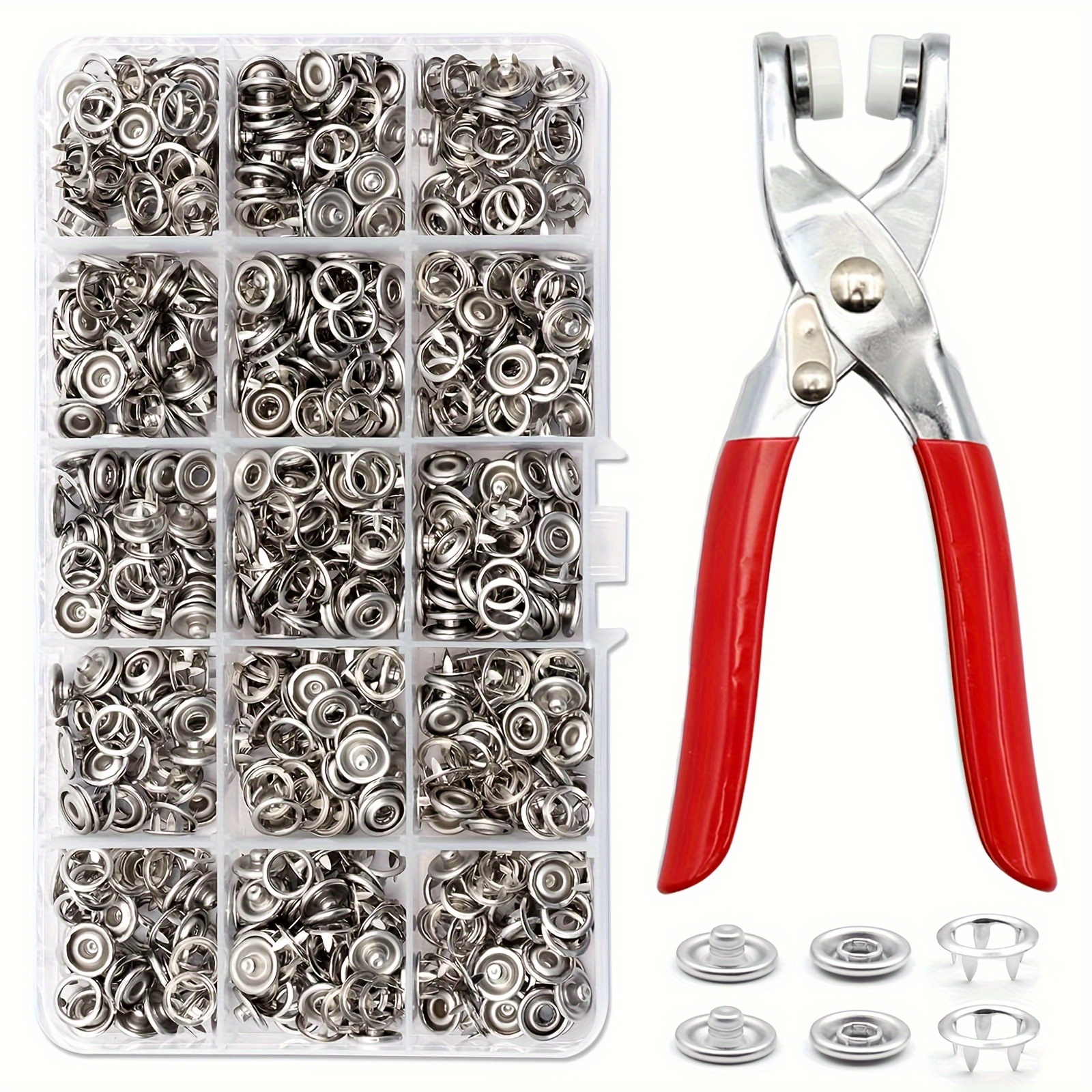tryckknappar, 250 set 9,5 mm metallpopper med trycktång,   sömnad, tryckknappar för sömnad av kläder och hantverk