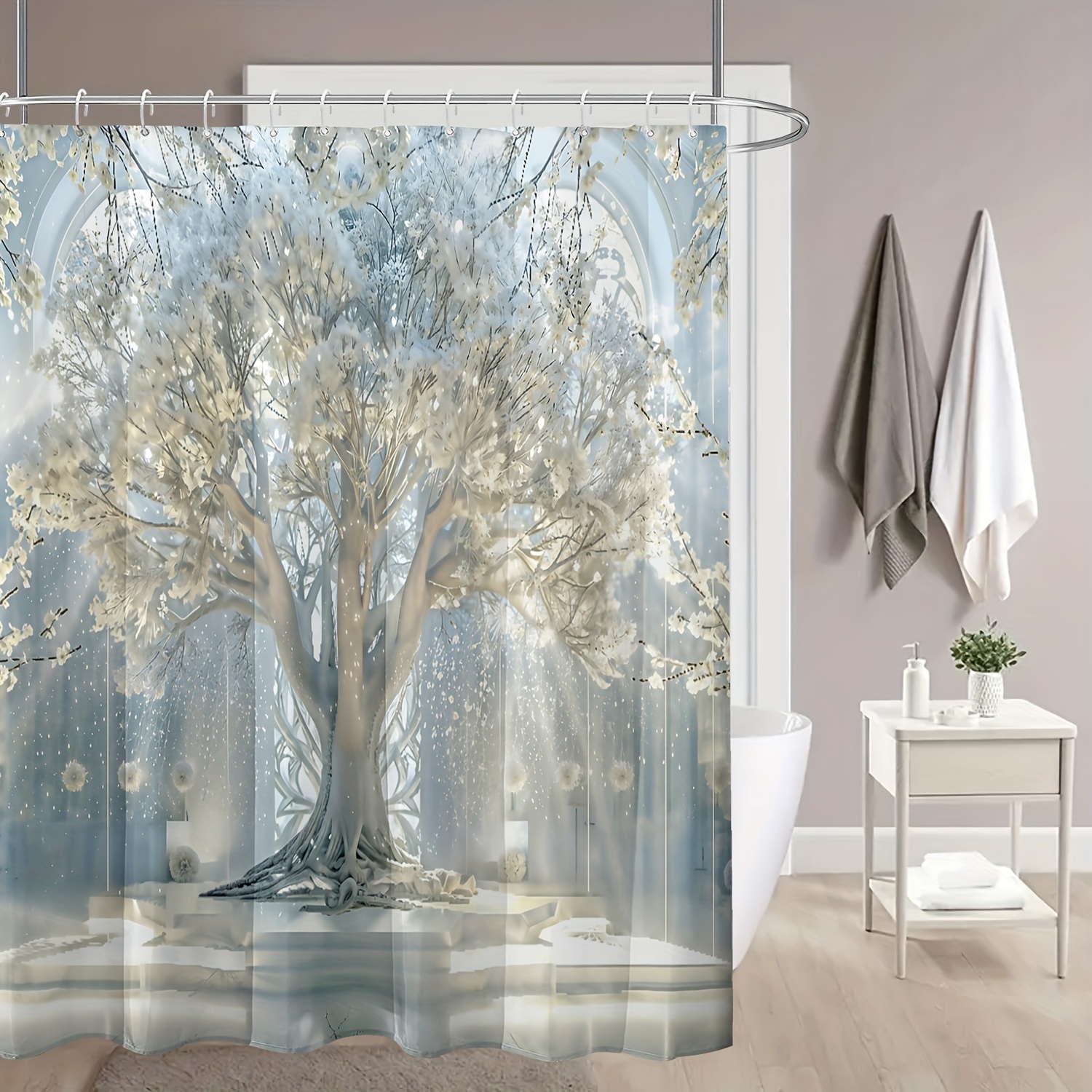 

Polyester Shower Curtain Set - - , Bathroom Decor, Printed Curtain - Unlined, (1 , 180x180cm)