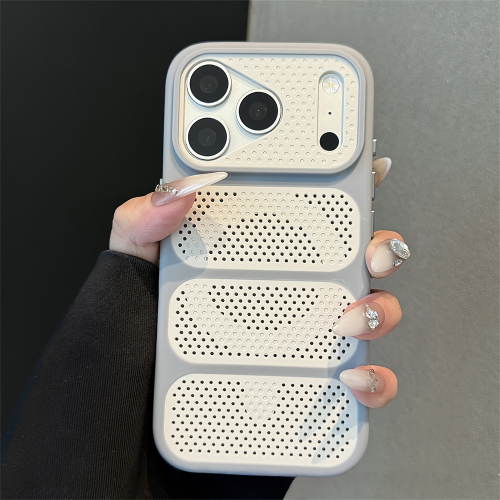 TEMU Phone Case - Hollow Heat Dissipation Magnetic Matte Skin-feel Phone Case For Iphone 18 Pro Max 17 Pro Pro Max 15 Pro 14 13 Summer Breathable