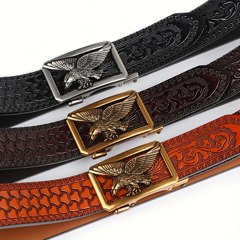 2-Pack Cowhide Golf Belt and Key Chain Set for Men, Adjustable Style